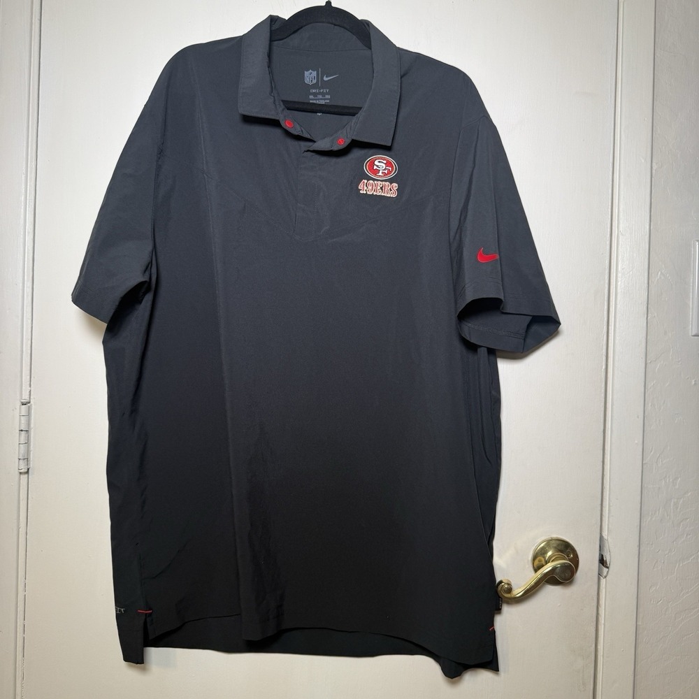 NFL Nike San Francisco 49rs Men's 2XL 1/4 Snap Black Red Pullover S/S Shirt - Picture 2 of 9